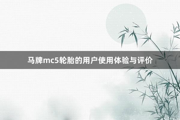 马牌mc5轮胎的用户使用体验与评价